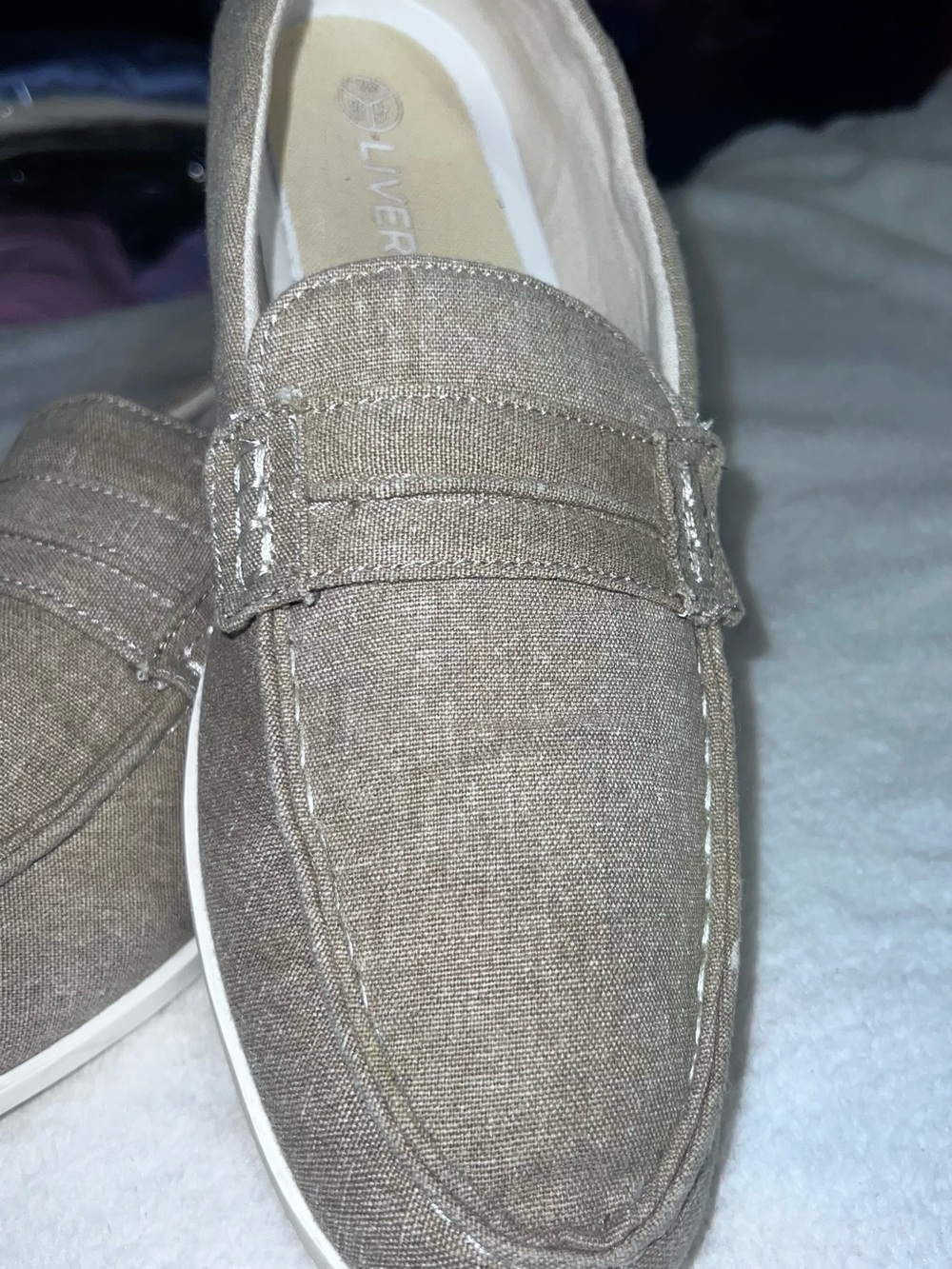 Men's Casual Slip-On Loafers in Taupe Canvas MS009 - Picture 4 of 7
